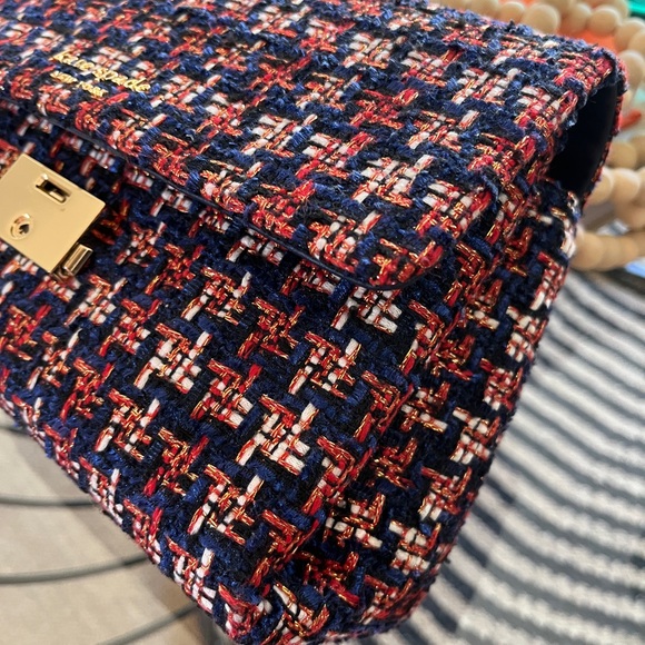 KATE SPADE NEW YORK Carlyle Tweed Medium Flap 2-way convertible bag. NWOT. - Picture 5 of 15
